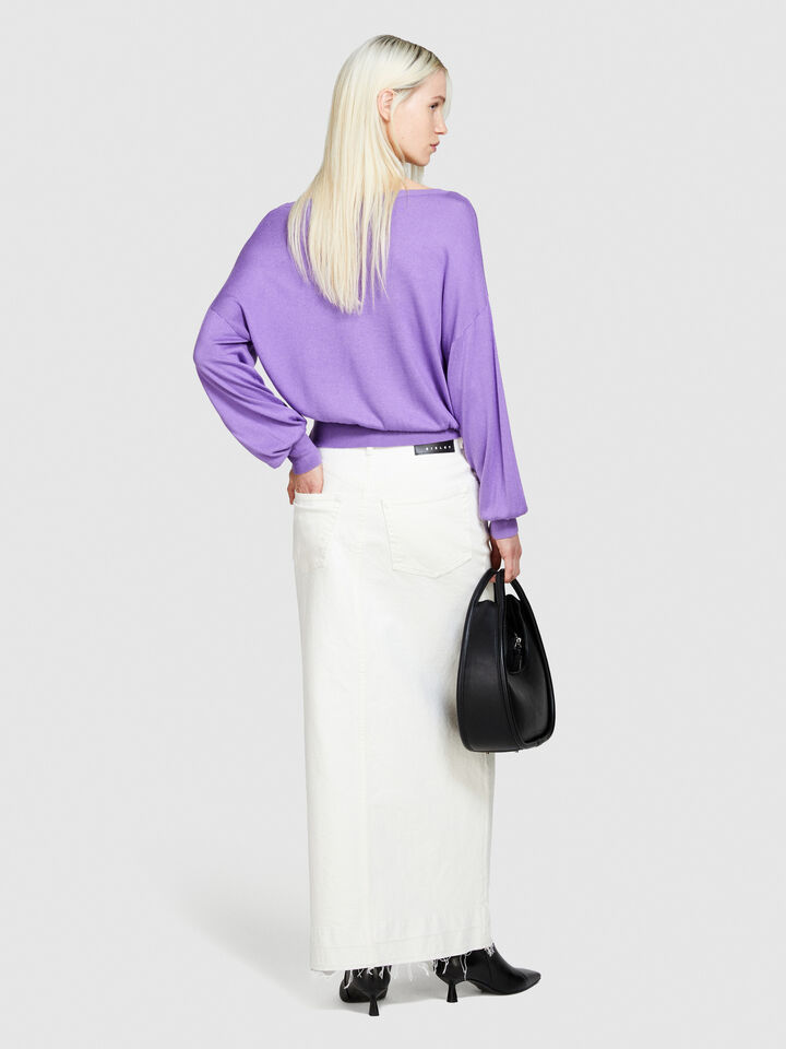 Top made of silk blend - women's boat neck sweaters - Lilac | Sisley image number 3